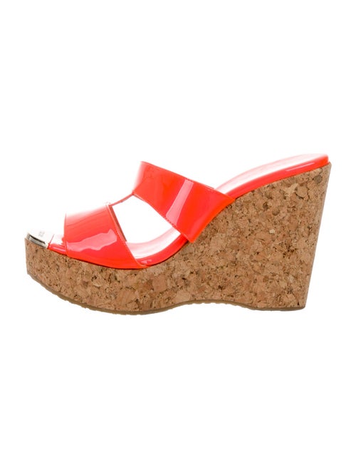 Jimmy Choo Patent Leather Slides Orange