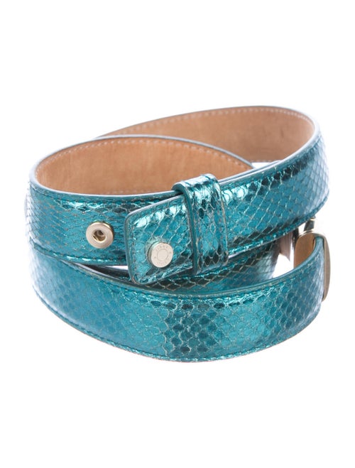 Jimmy Choo Embossed Leather Belt Metallic