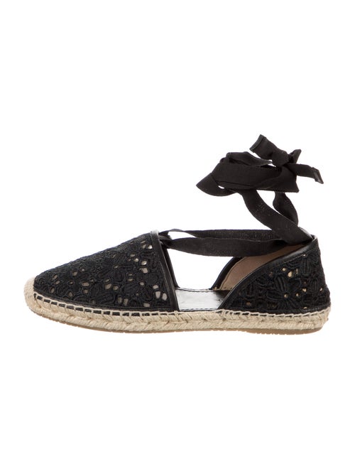 Jimmy Choo Leather Lace Pattern Espadrilles Black