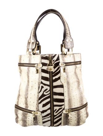 Jimmy Choo Snakeskin Zebra Print Tote