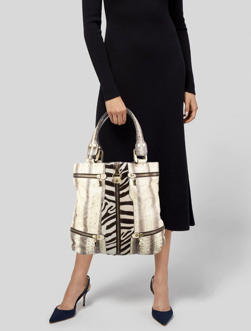 Jimmy Choo Snakeskin Zebra Print Tote