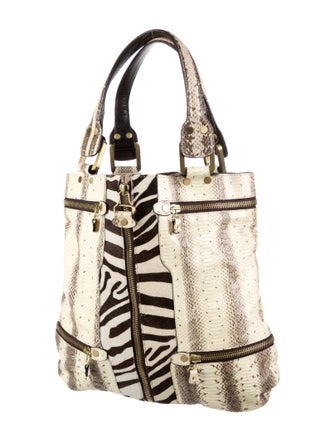 Jimmy Choo Snakeskin Zebra Print Tote