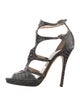 Jimmy Choo Leather Animal Print T-Strap Sandals