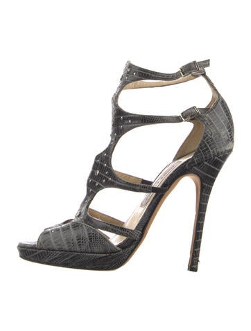 Jimmy Choo Sandals Leather Animal Print T-Strap IT 37.5 | 7.5