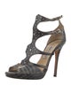 Jimmy Choo Leather Animal Print T-Strap Sandals