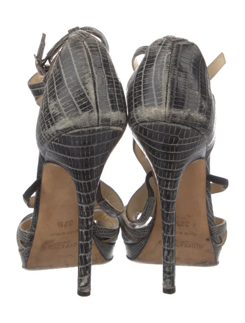 Jimmy Choo Leather Animal Print T-Strap Sandals