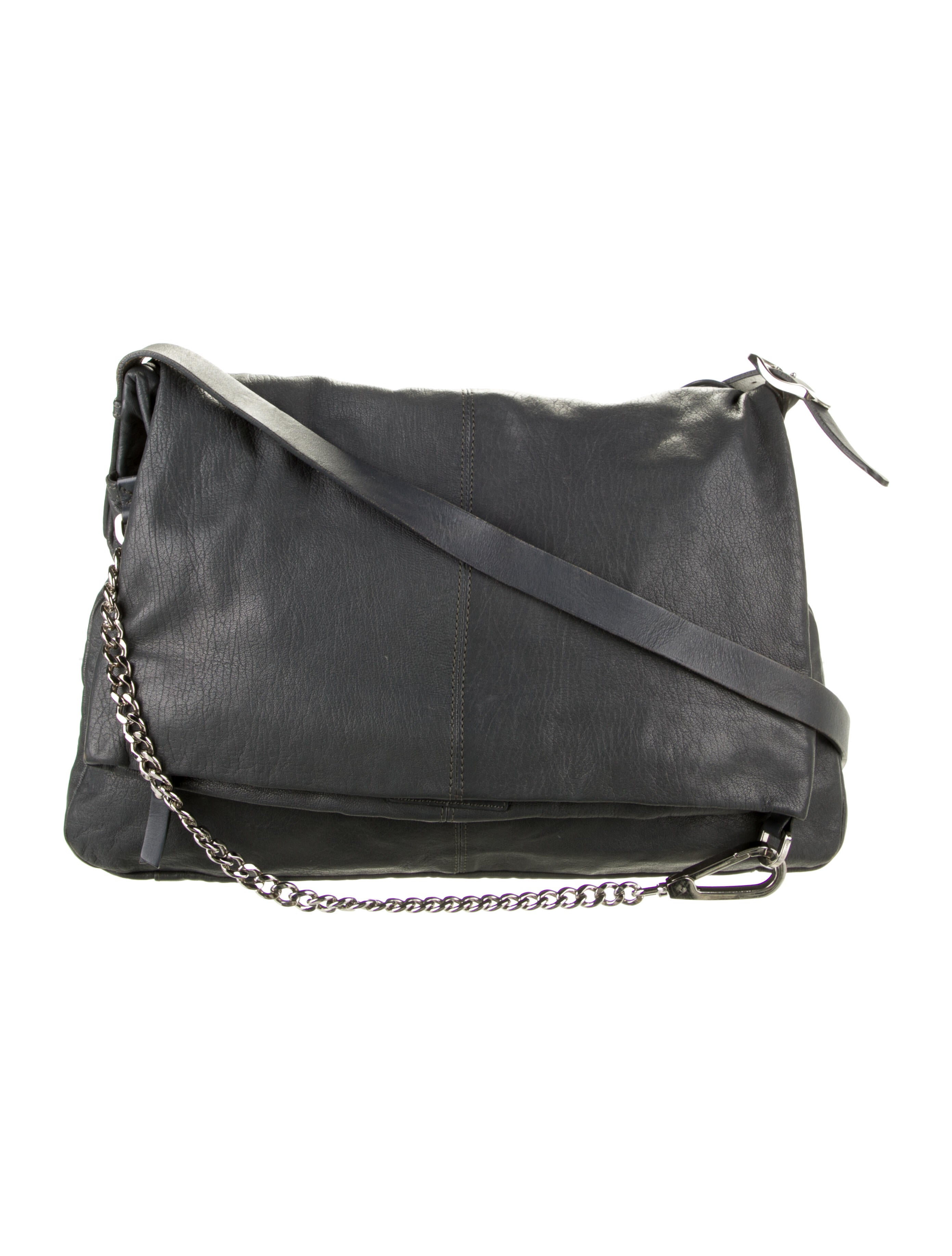 Jimmy Choo Leather ChainLink Crossbody Bag Grey Crossbody Bags
