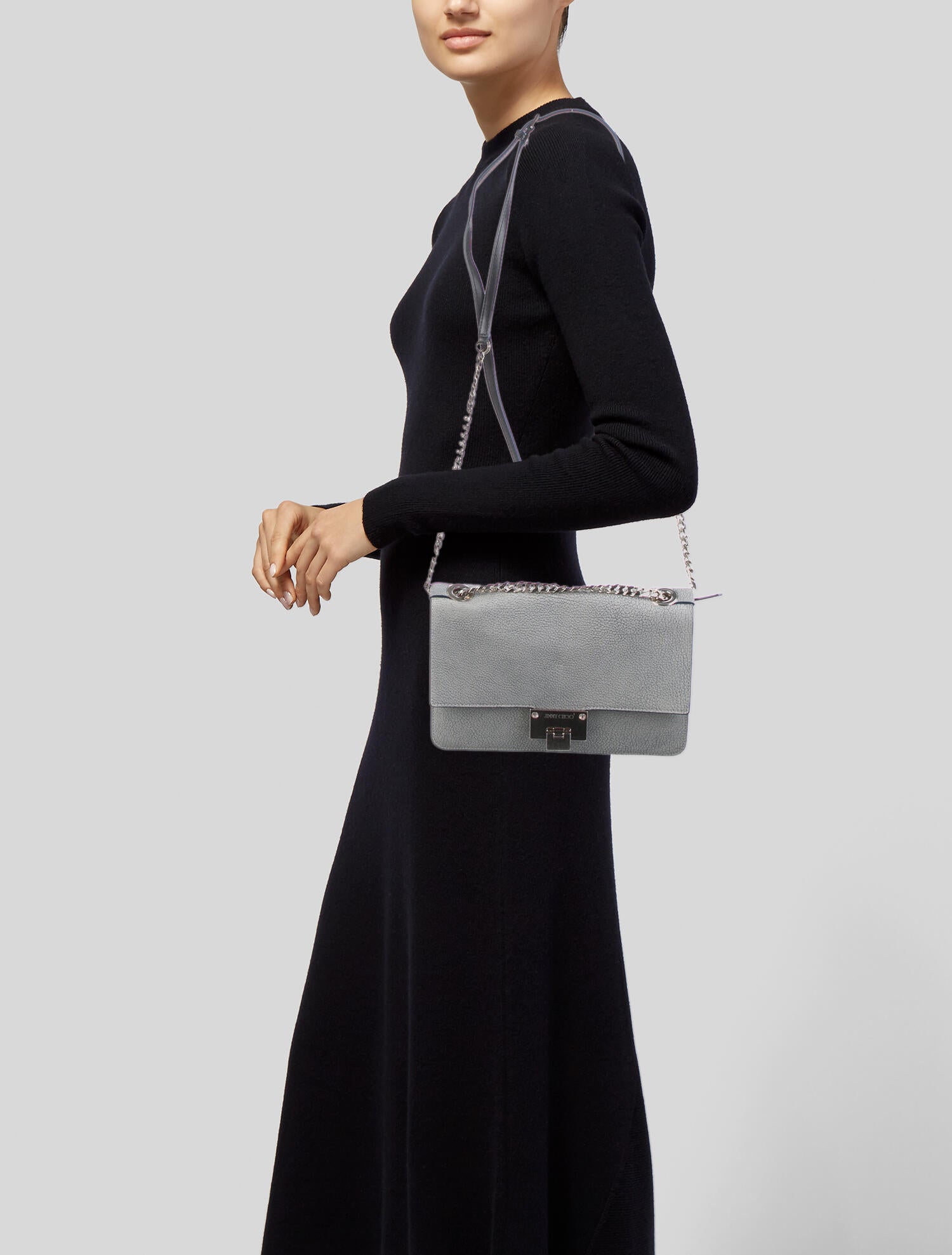 Jimmy Choo Leather ChainLink Crossbody Bag Blue Crossbody Bags