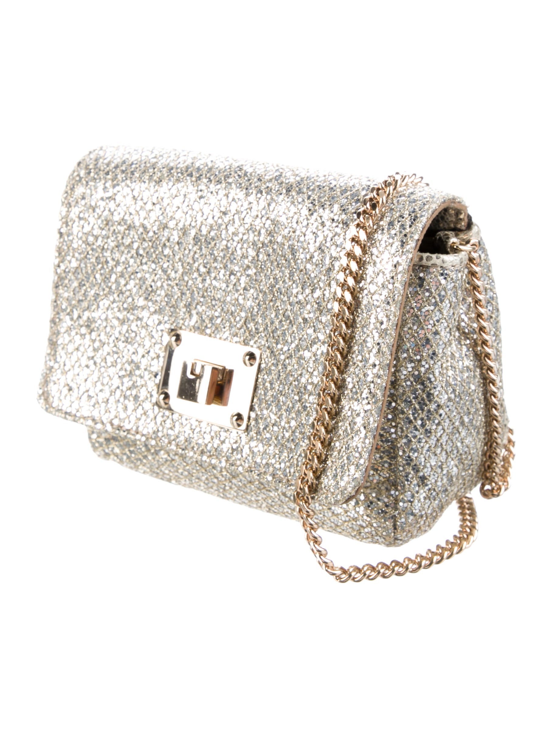 Jimmy Choo Glitter Mini Crossbody Bag Gold Mini Bags, Handbags