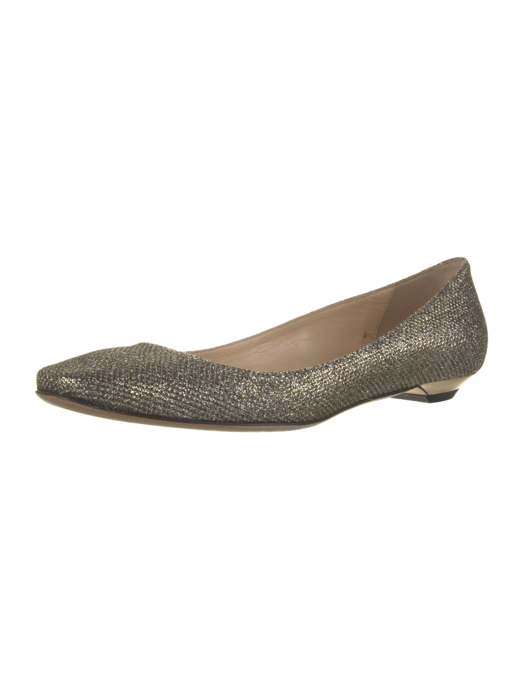 Jimmy Choo Glitter Metallic Flats - Gold Flats, Shoes - JIM75343 | The ...