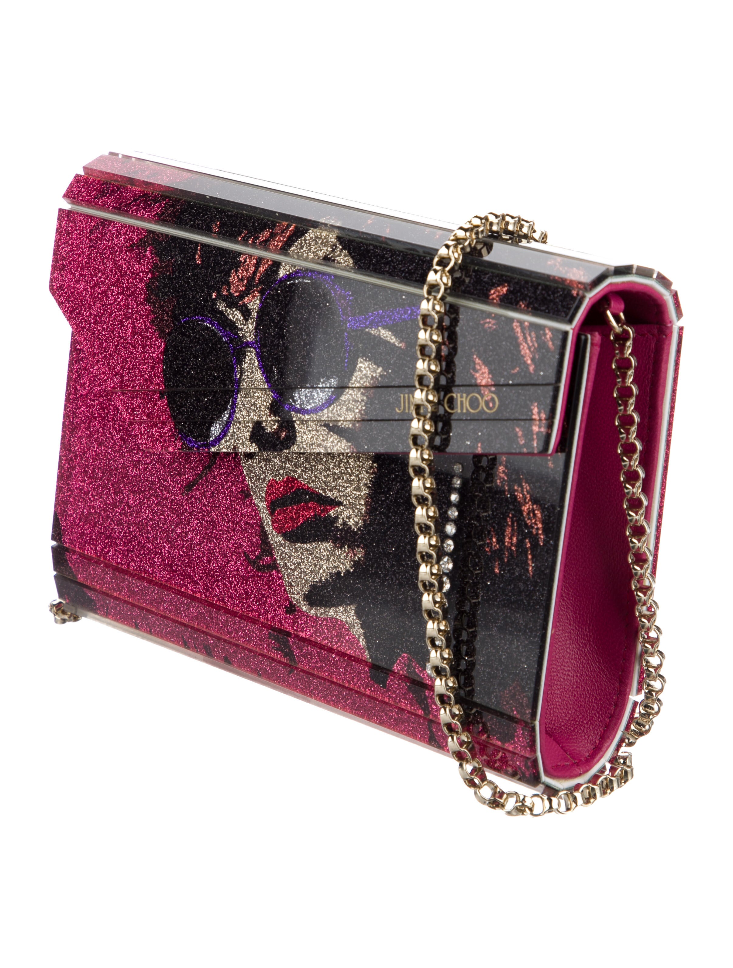 Jimmy Choo Glitter Crystal Embellished Crossbody Bag Pink Crossbody