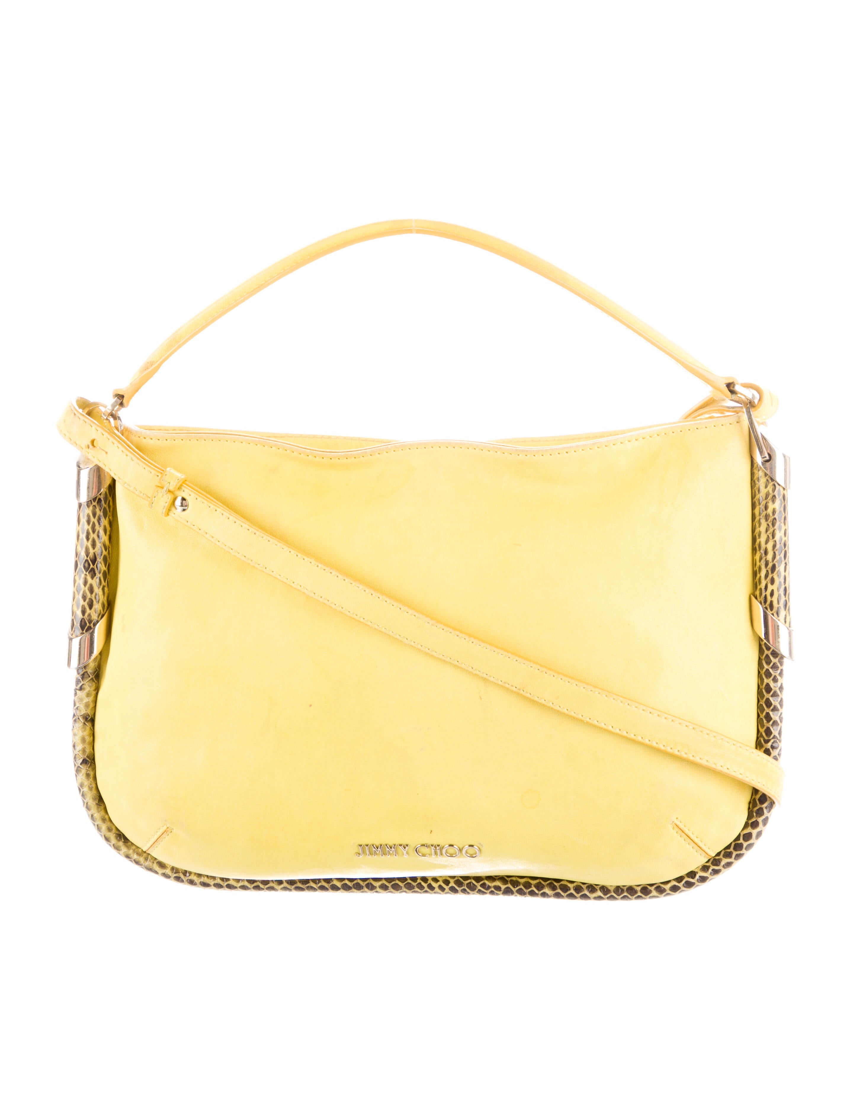 Jimmy Choo Leather Python Trim Crossbody Bag Yellow Crossbody Bags