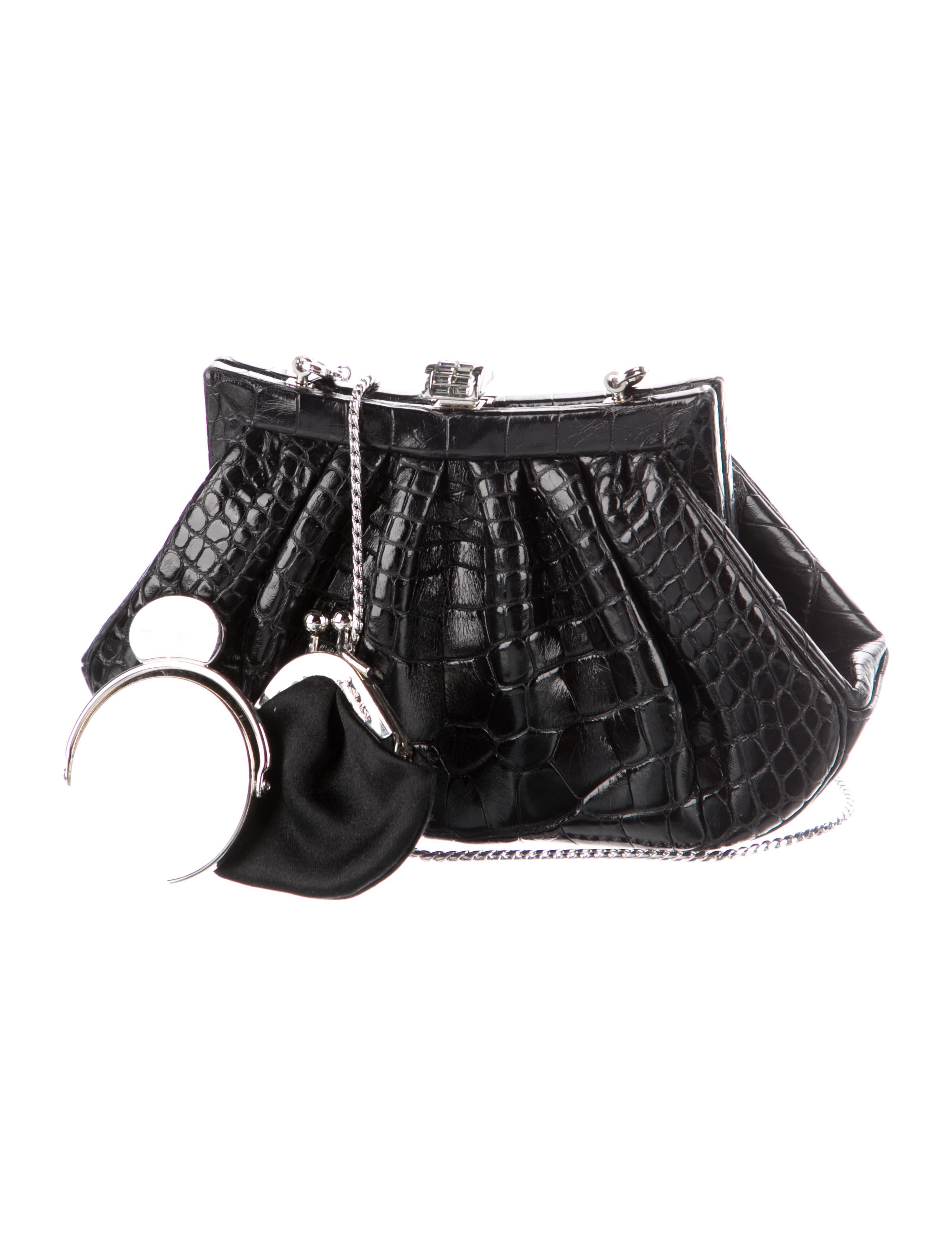 Jimmy Choo Embossed Leather Evening Bag Black Evening Bags, Handbags