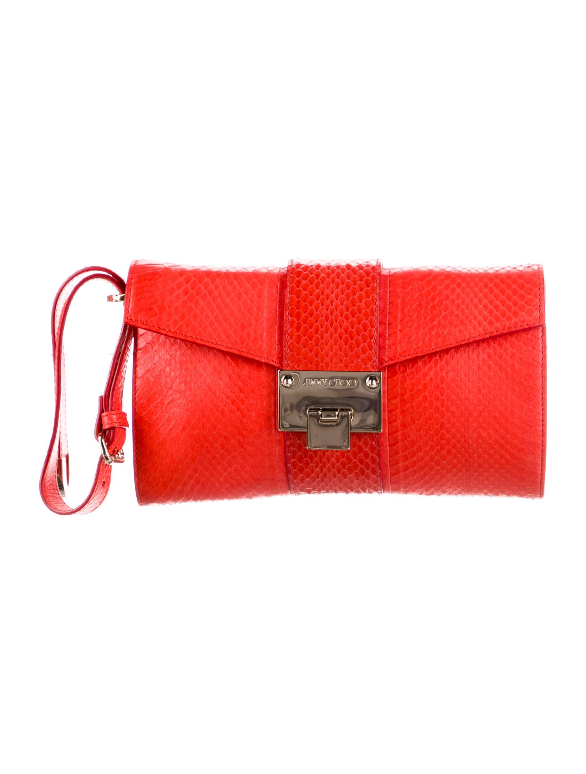 Jimmy Choo Leather FoldOver Clutch Red Clutches, Handbags