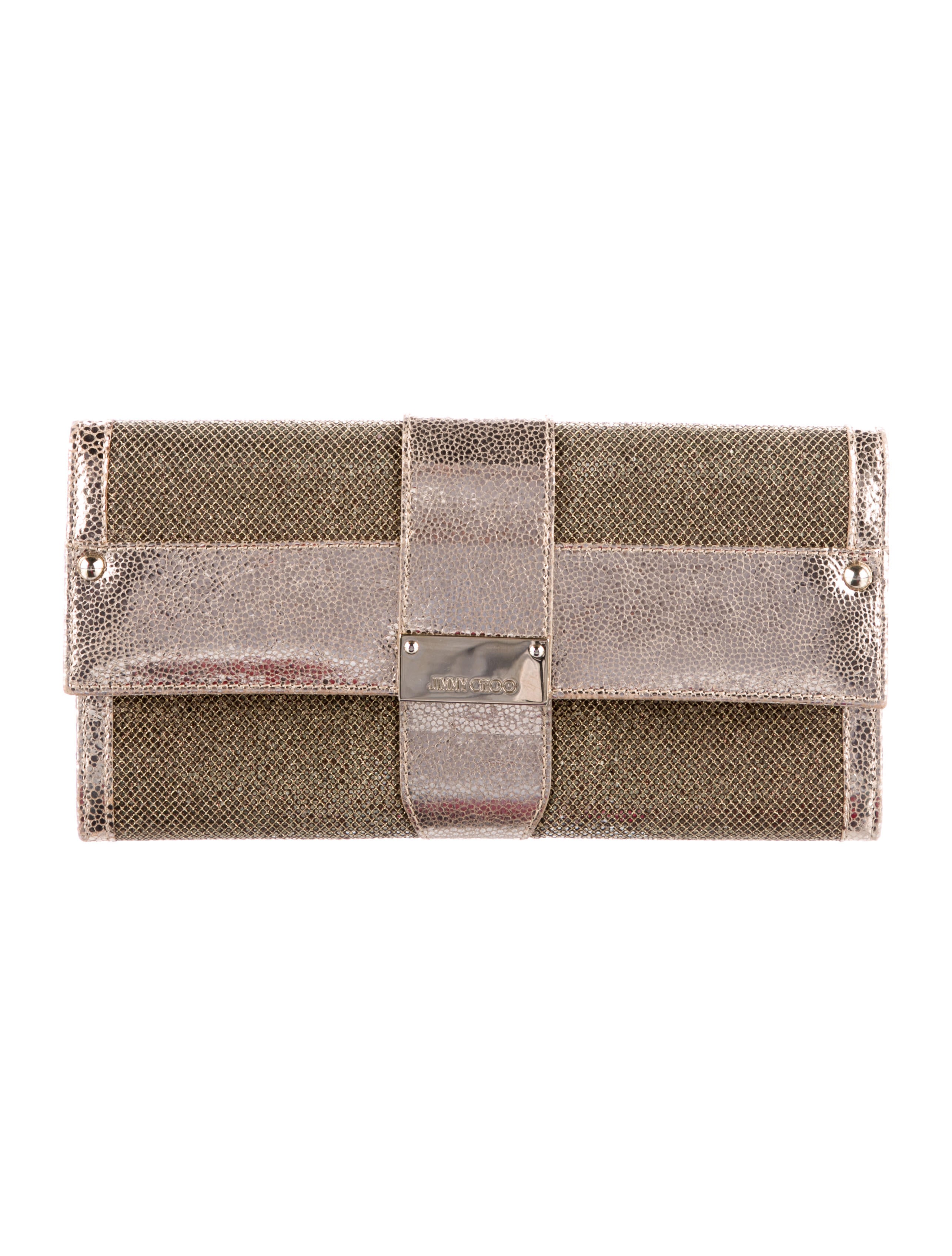 Jimmy Choo Troy Large Clutch Gold Clutches, Handbags JIM26452 The