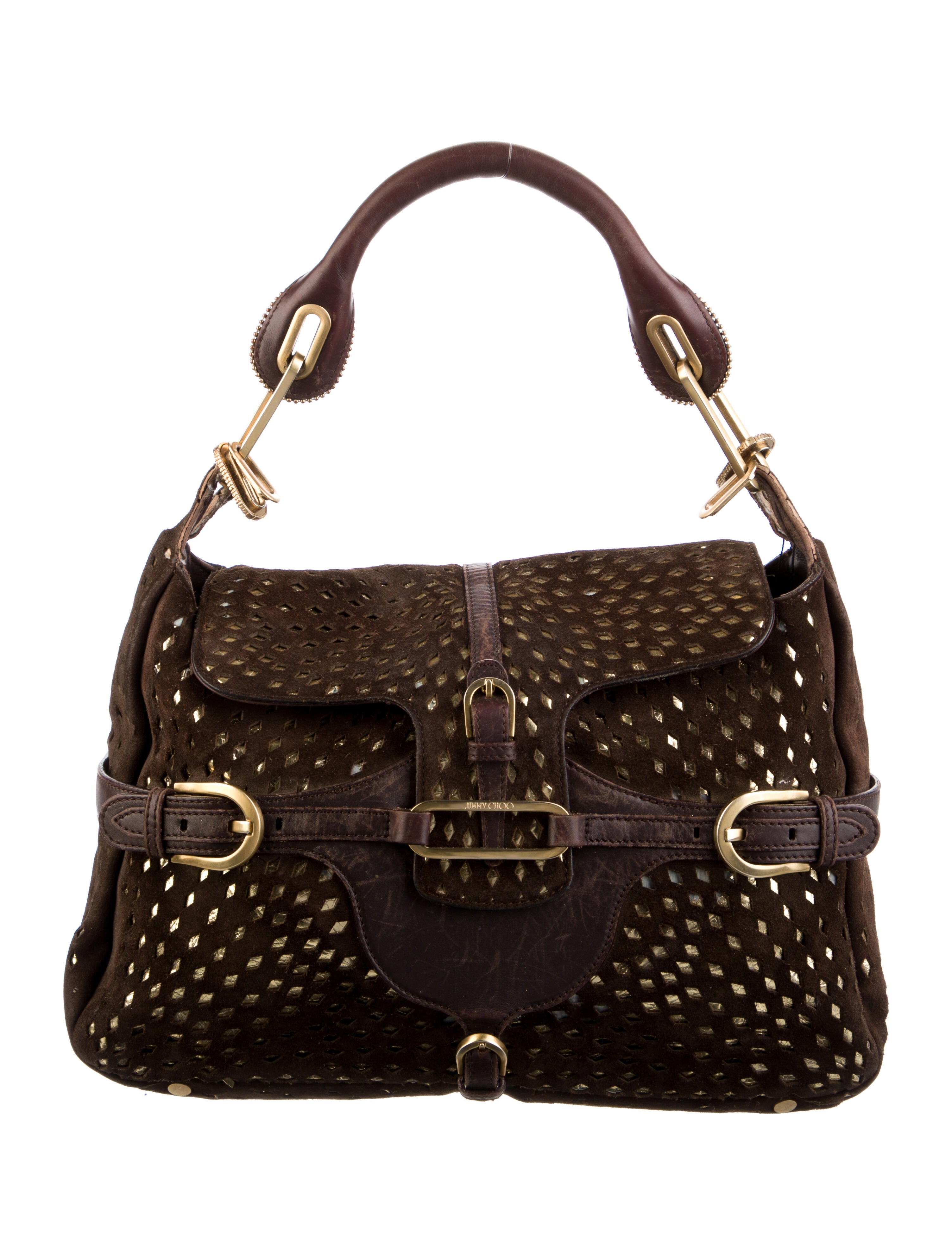 Jimmy Choo Tulita Suede Shoulder Bag Brown Handle Bags, Handbags