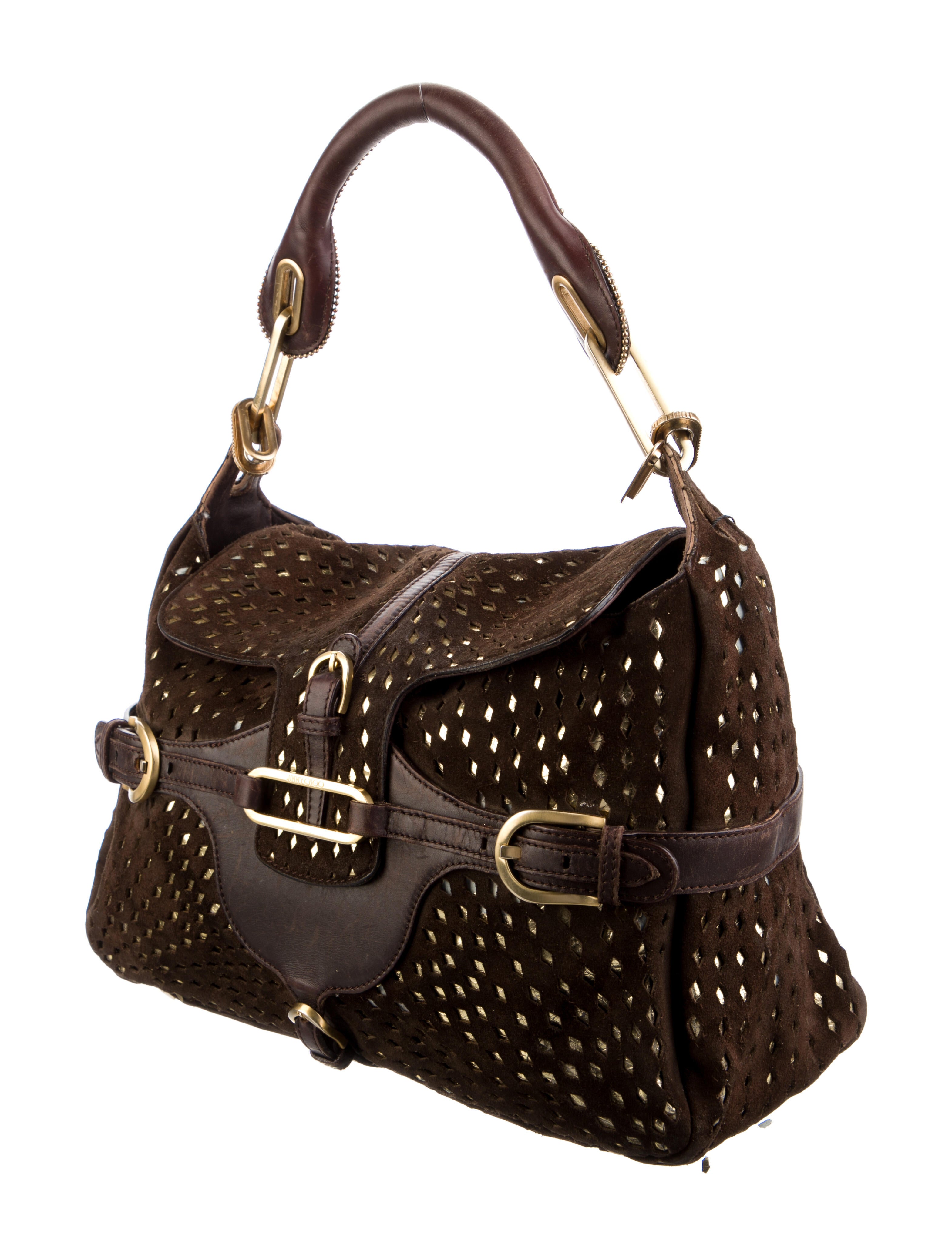 Jimmy Choo Tulita Suede Shoulder Bag Brown Handle Bags, Handbags