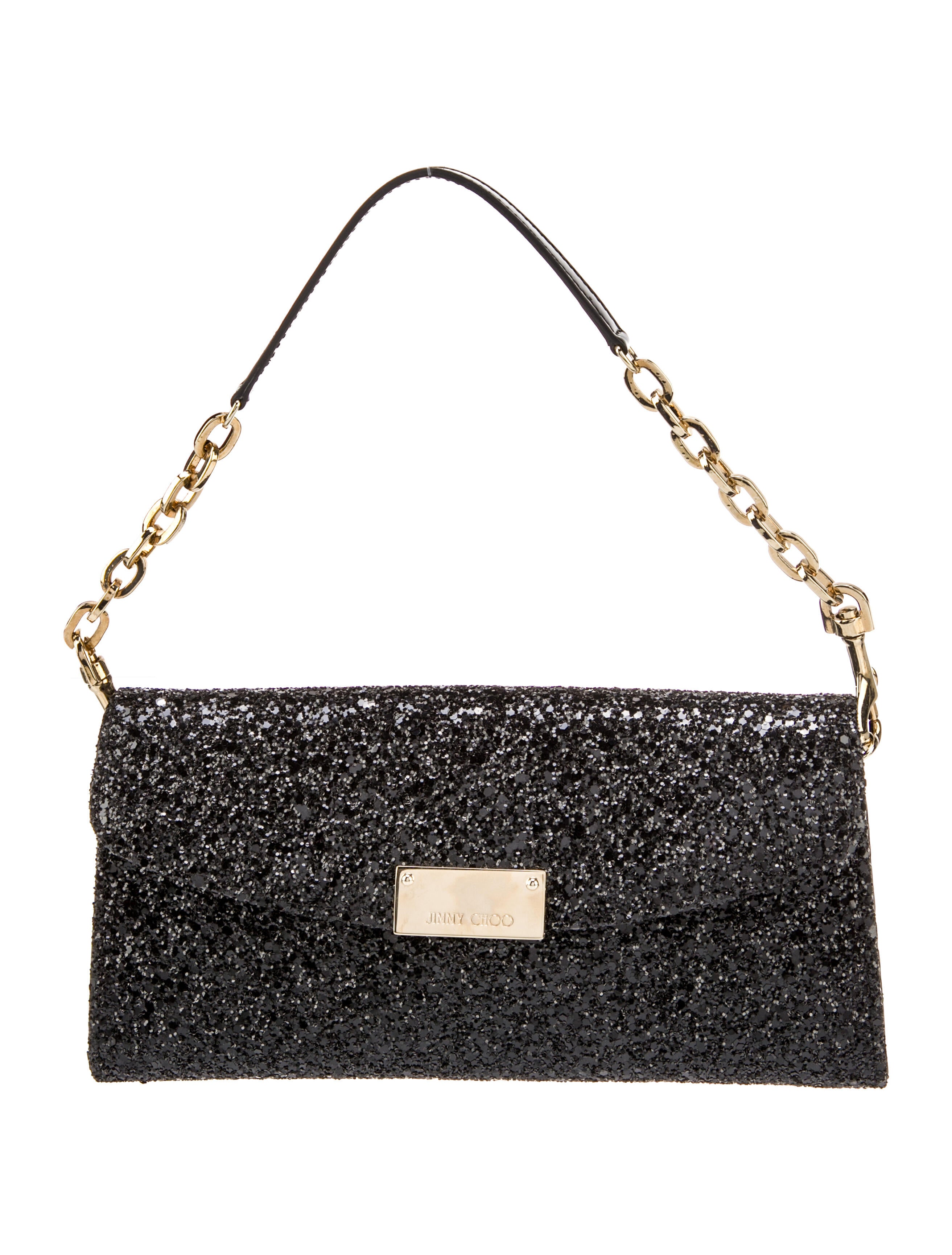 Jimmy Choo Glitter Riane Evening Bag Black Evening Bags, Handbags