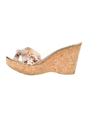 Jimmy Choo Sandals Embossed Leather Animal Print Slides IT 40.5 | 10.5