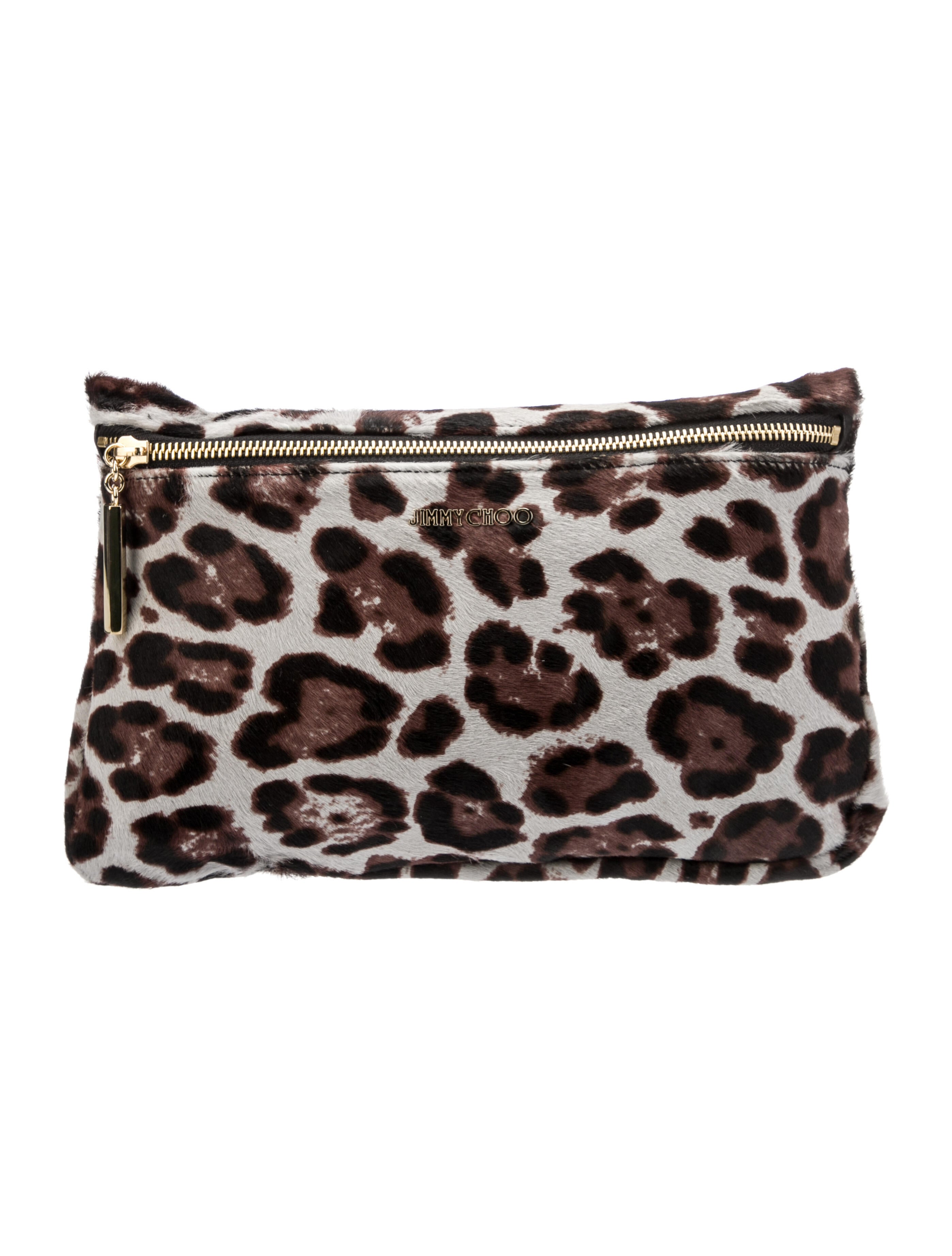 Jimmy Choo Printed CalfHair Clutch Grey Clutches, Handbags