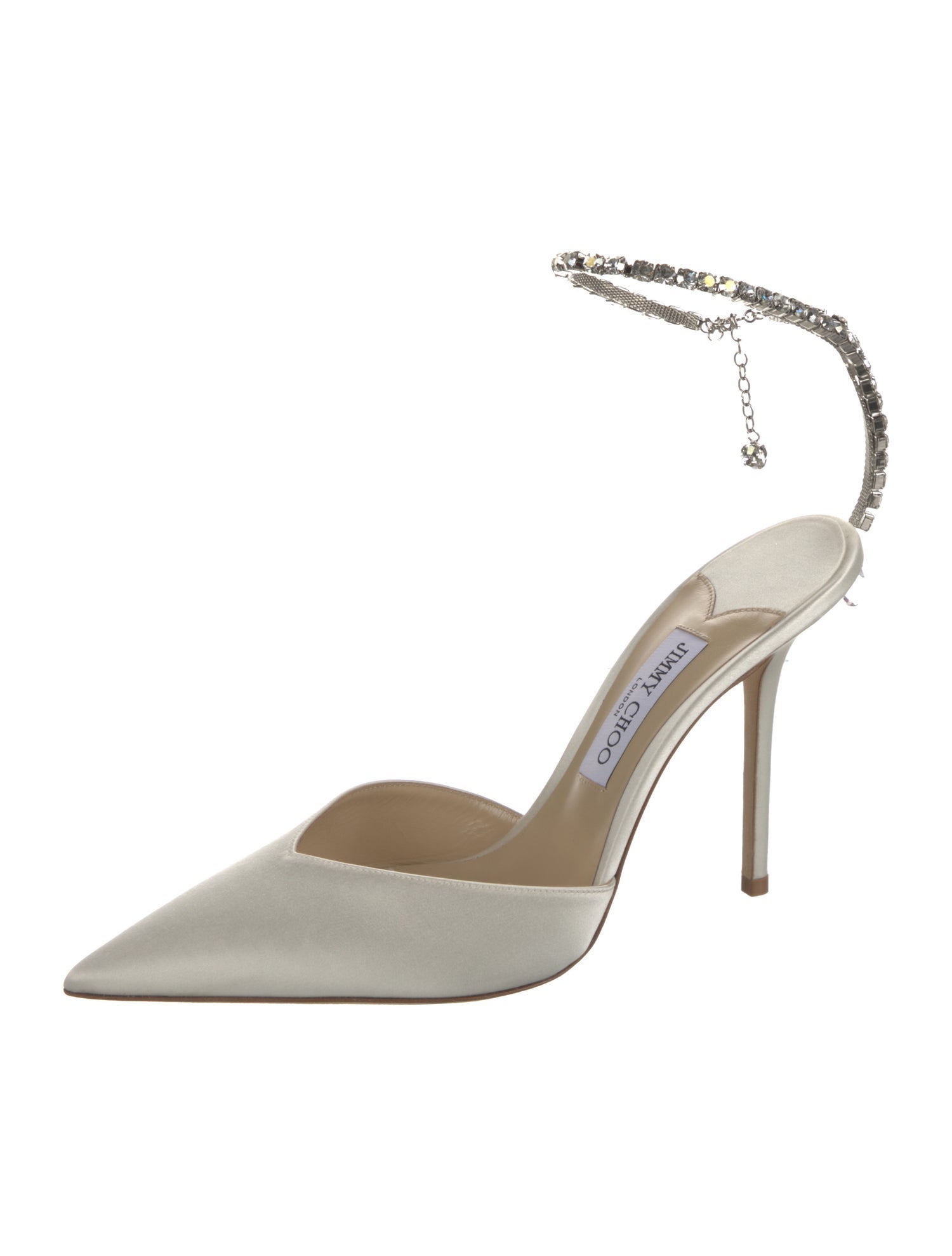 Jimmy Choo Satin Crystal Embellishments D'Orsay Pumps Neutrals Pumps