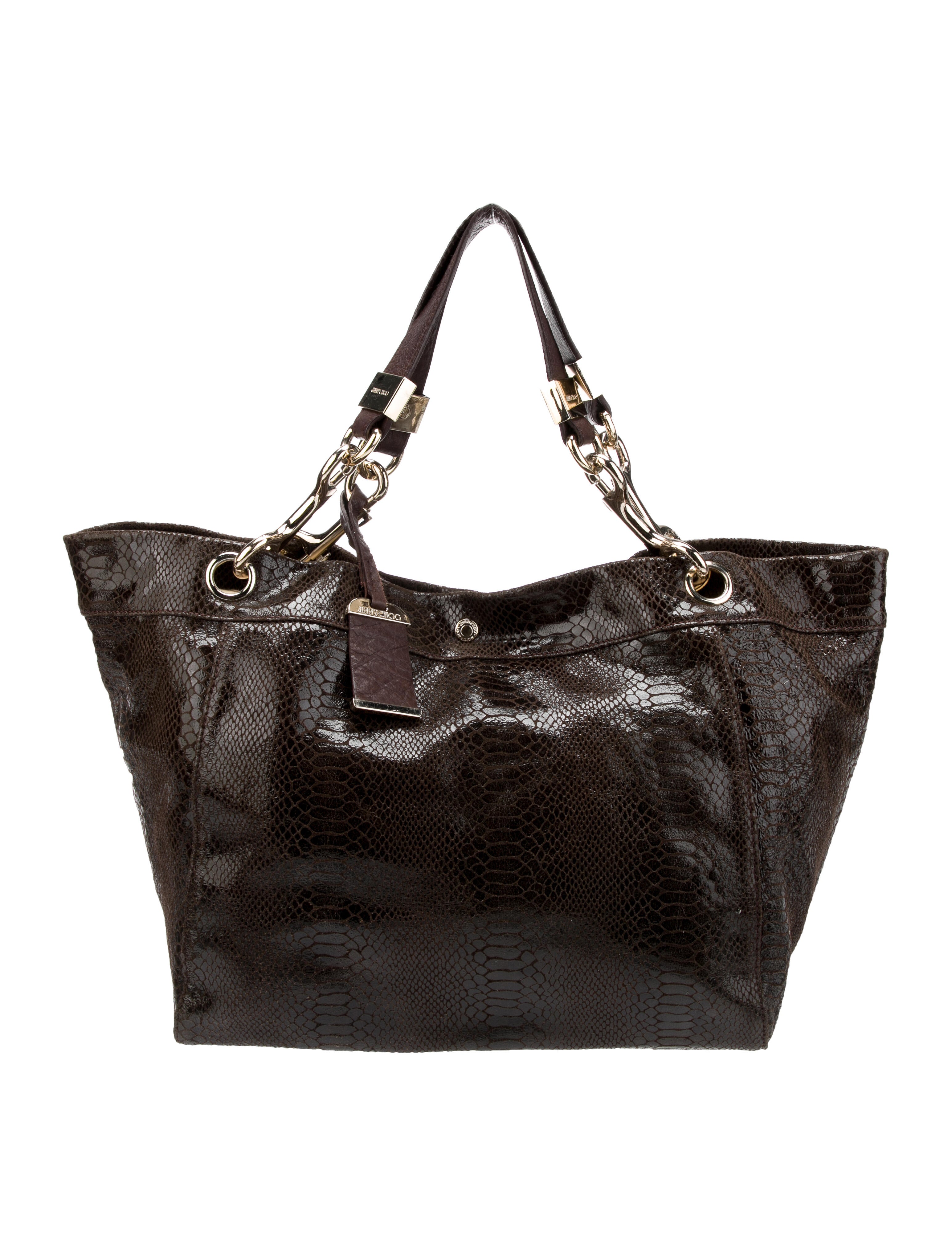 Jimmy Choo Embossed Leather Shoulder Bag Brown Shoulder Bags