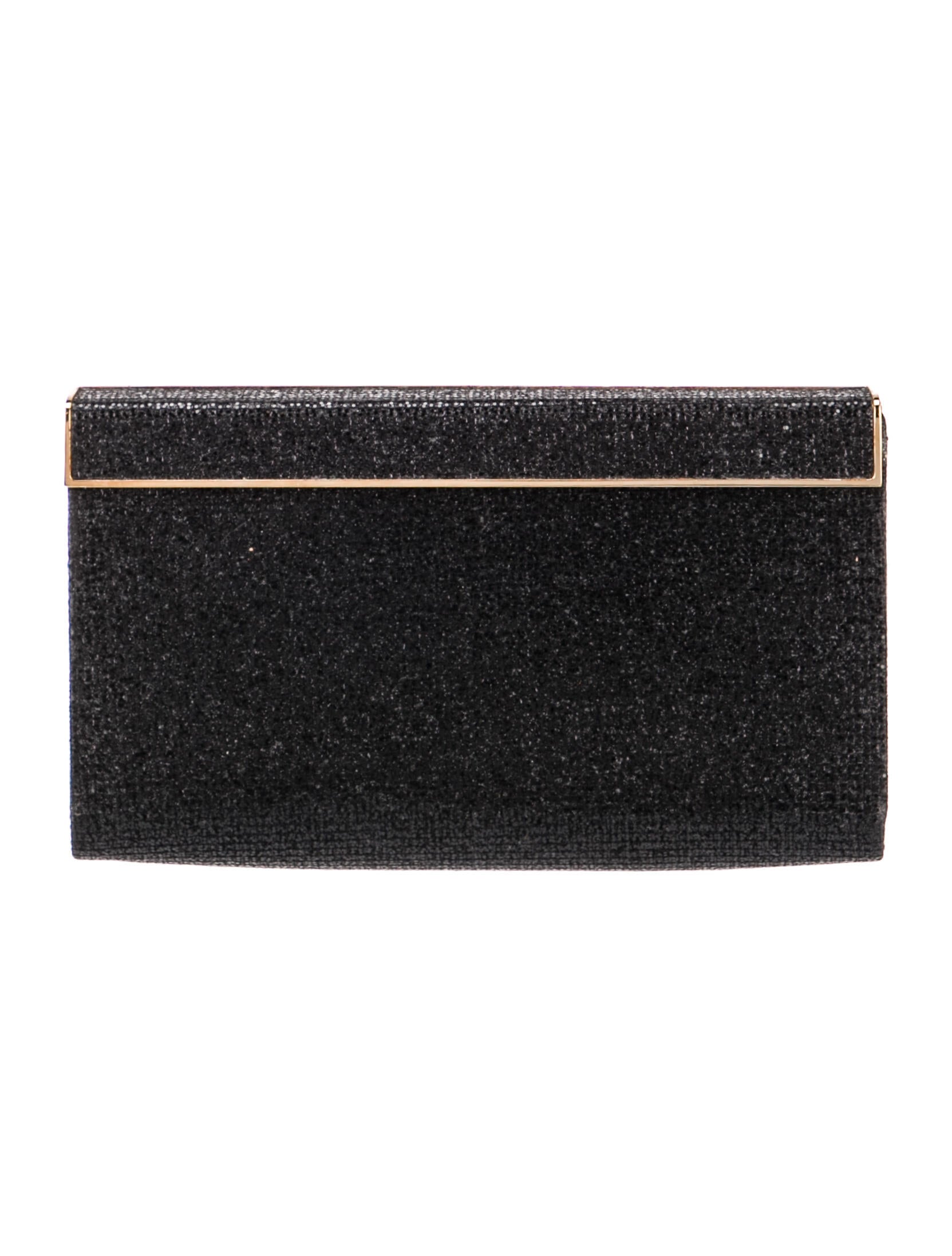 Jimmy Choo Cayla Glitter Evening Bag Black Clutches, Handbags