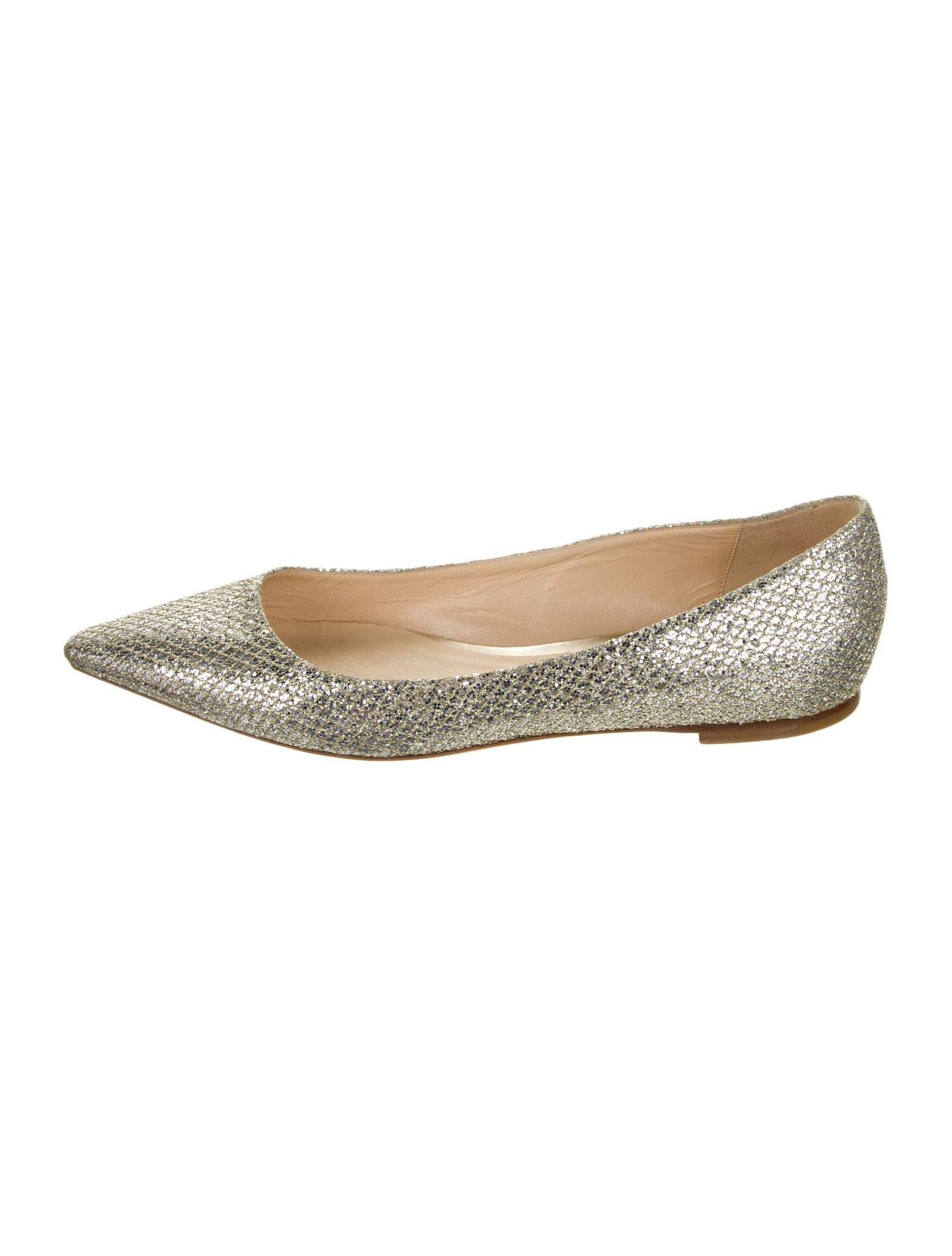 Jimmy Choo Animal Print Glitter Accents Ballet Flats - Gold Flats ...