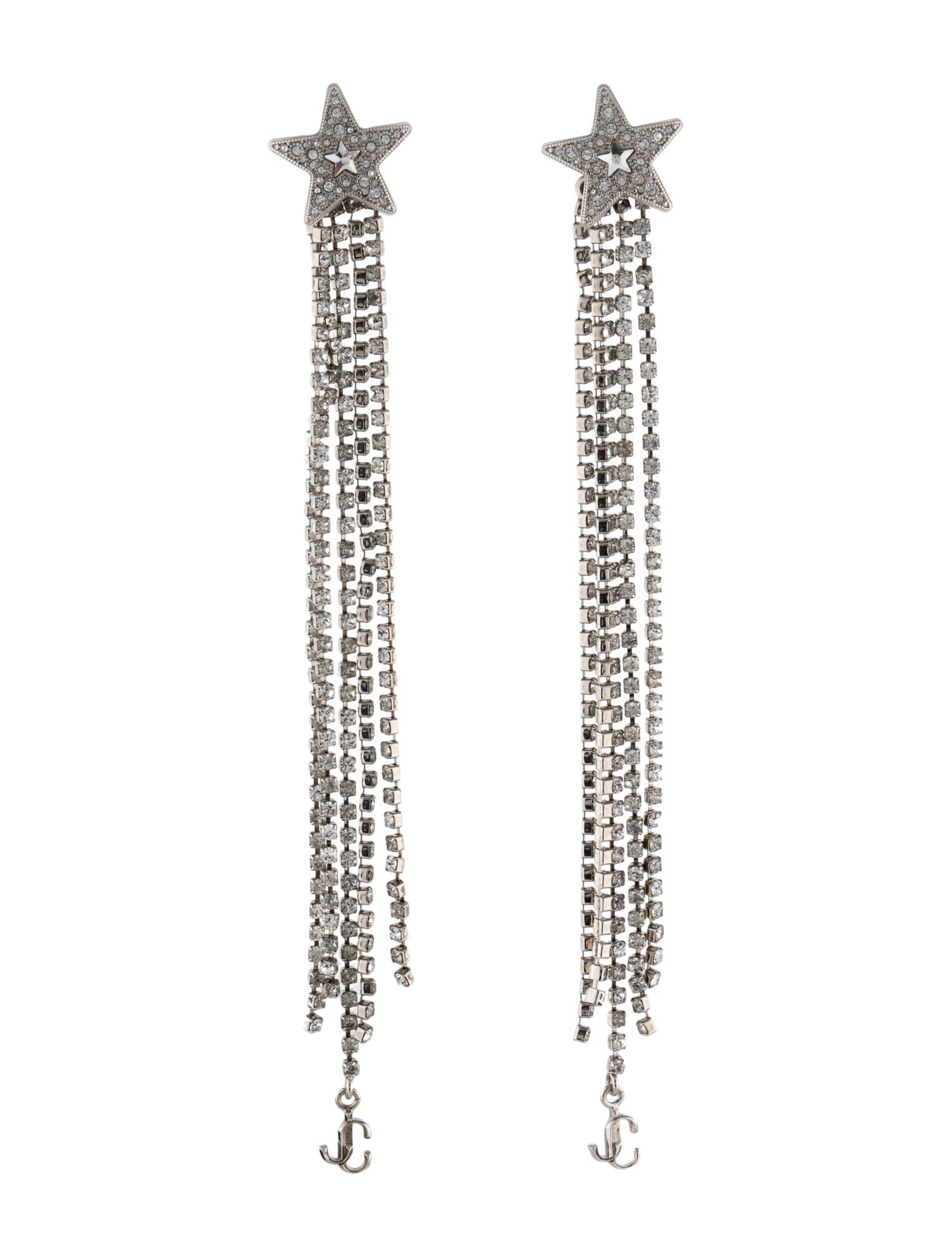 Jimmy Choo Crystal Star Drop Earrings - Silver-Tone Metal