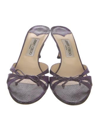 Jimmy Choo Leather Animal Print Slides