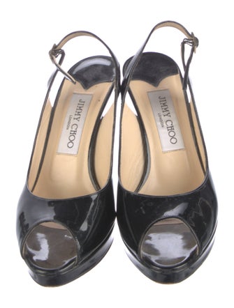 Jimmy Choo Patent Leather Animal Print Slingback Sandals