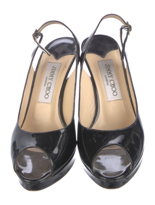 Jimmy Choo Patent Leather Animal Print Slingback Sandals