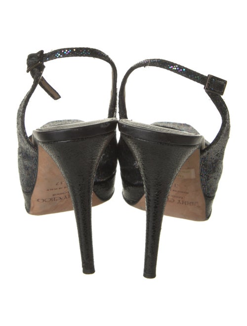 Jimmy Choo Leather Glitter Accents Slingback Pumps