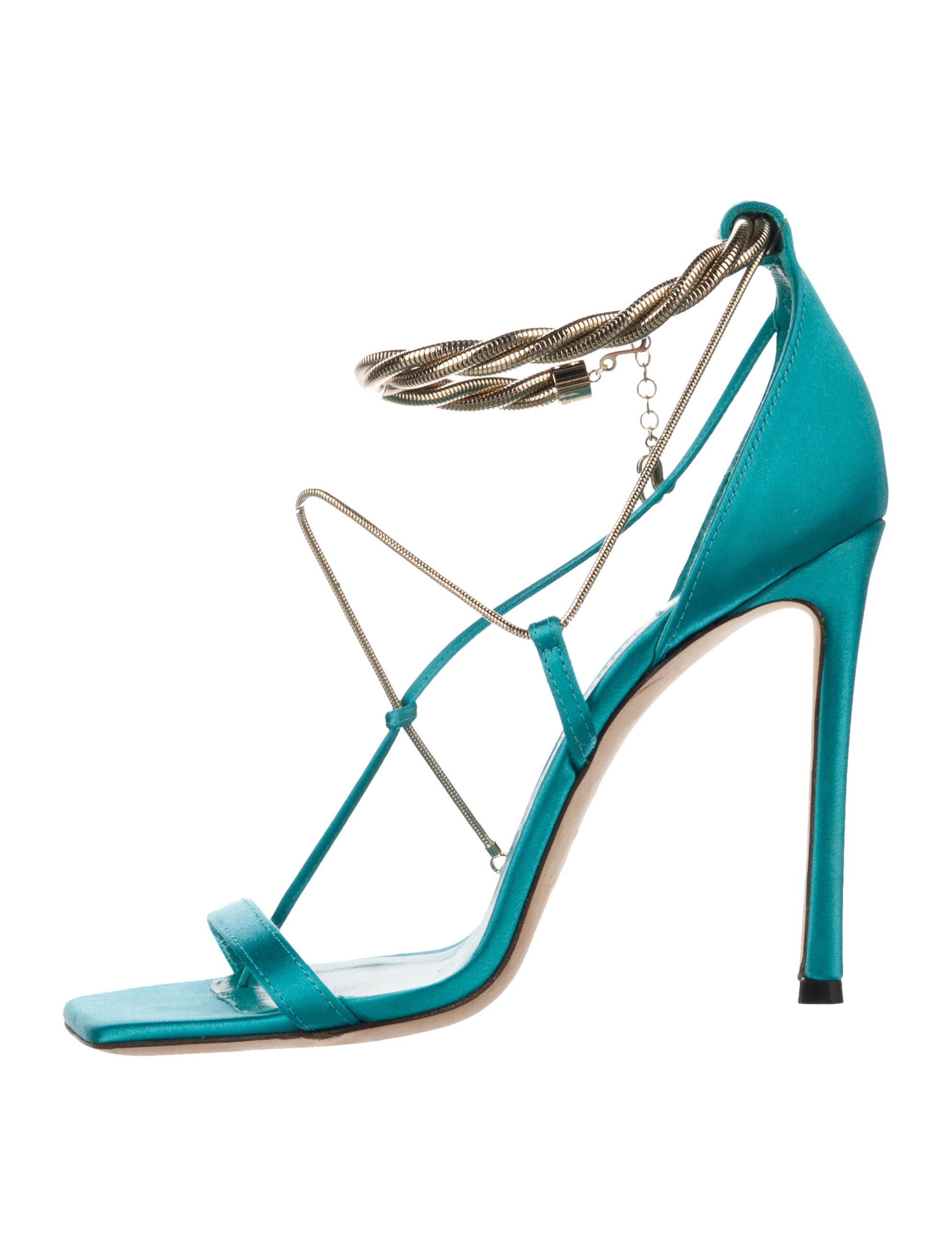 Jimmy Choo Satin Chain-Link Accents Sandals