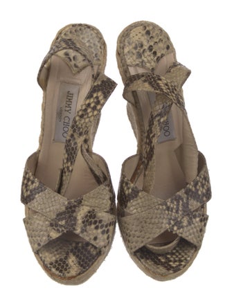Jimmy Choo Embossed Leather Animal Print Espadrilles