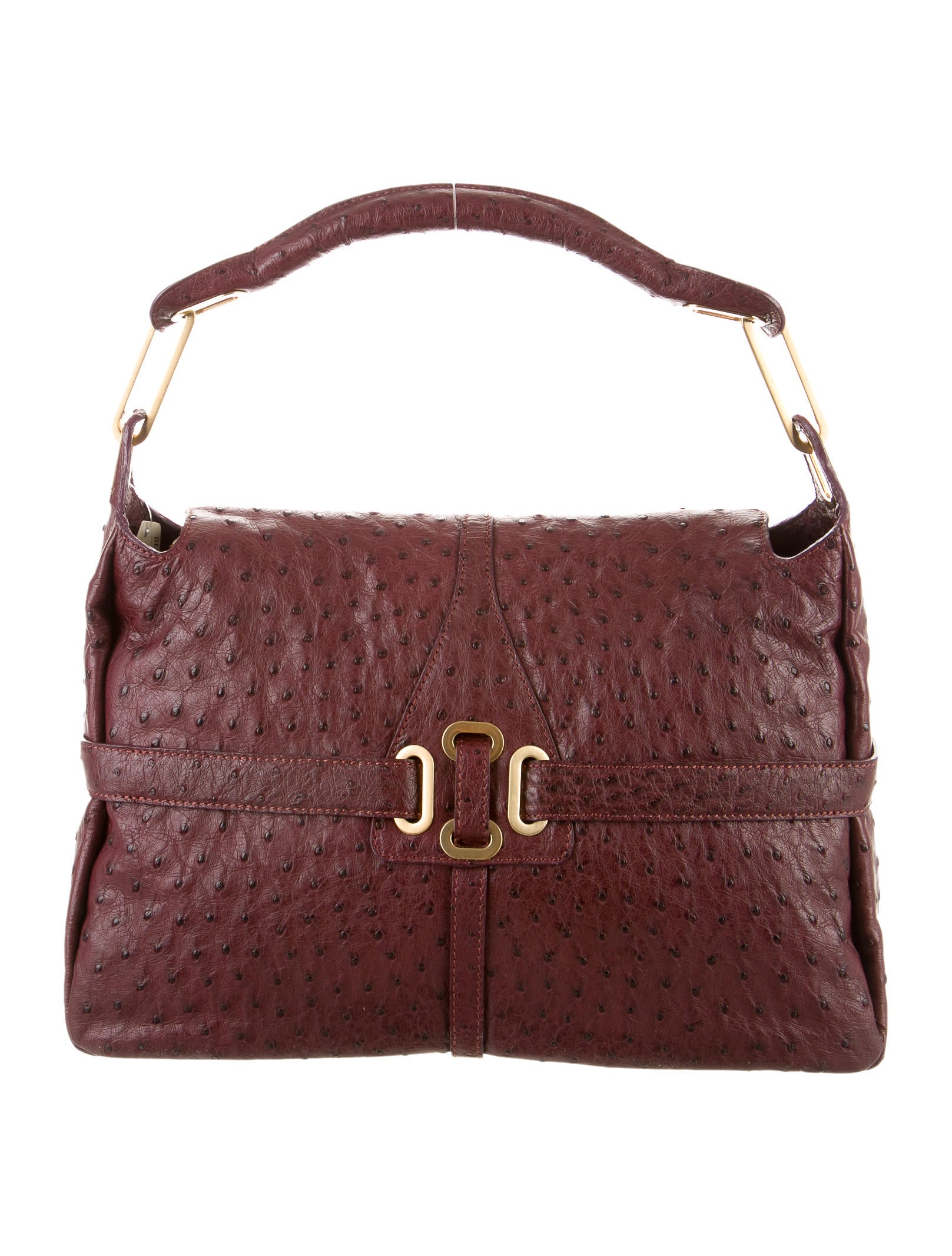 Jimmy Choo Ostrich Tulita Bag - Burgundy Handle Bags, Handbags