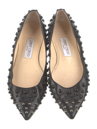Jimmy Choo Leather Studded Accents Flats