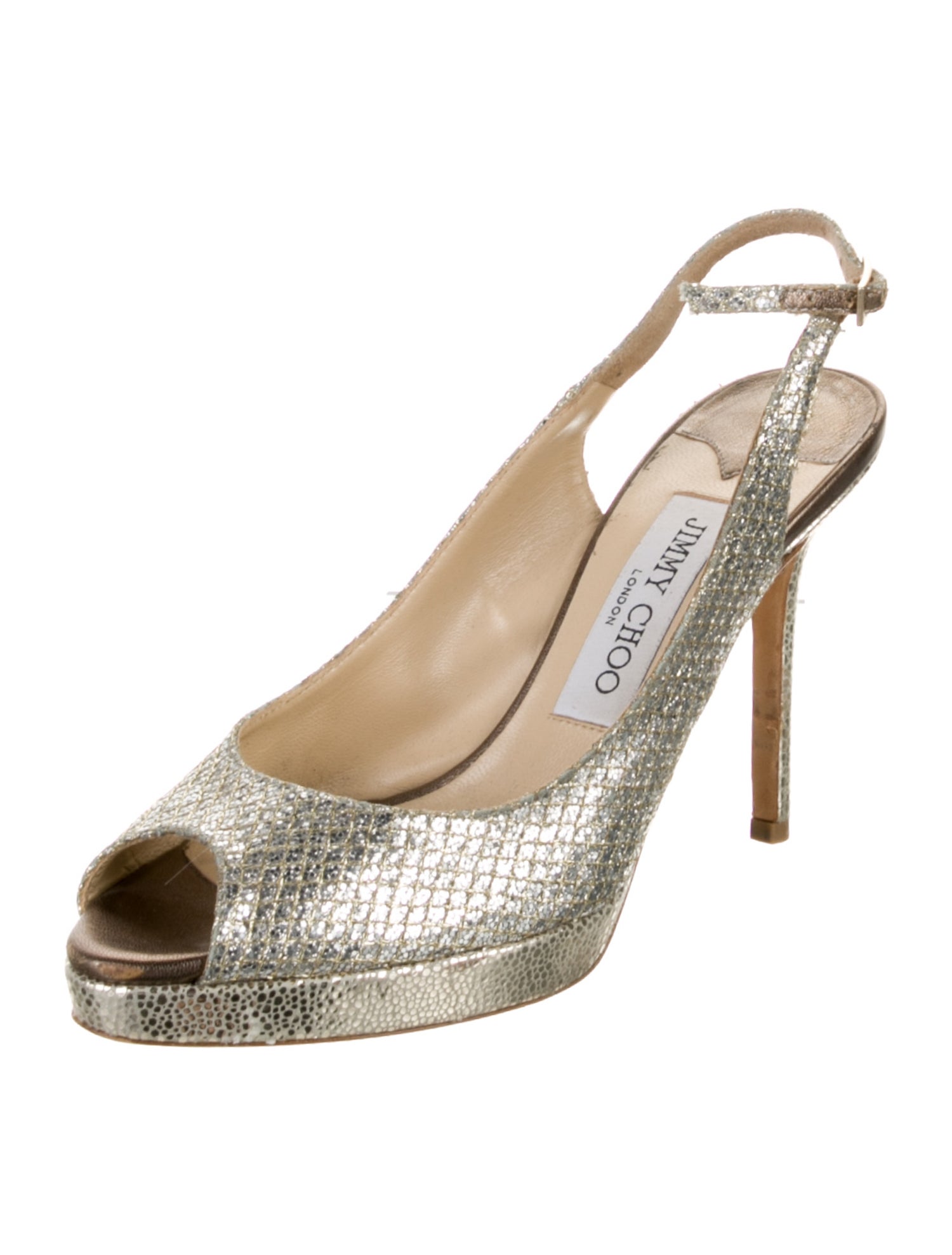 Jimmy Choo Glitter Animal Print Slingback Sandals