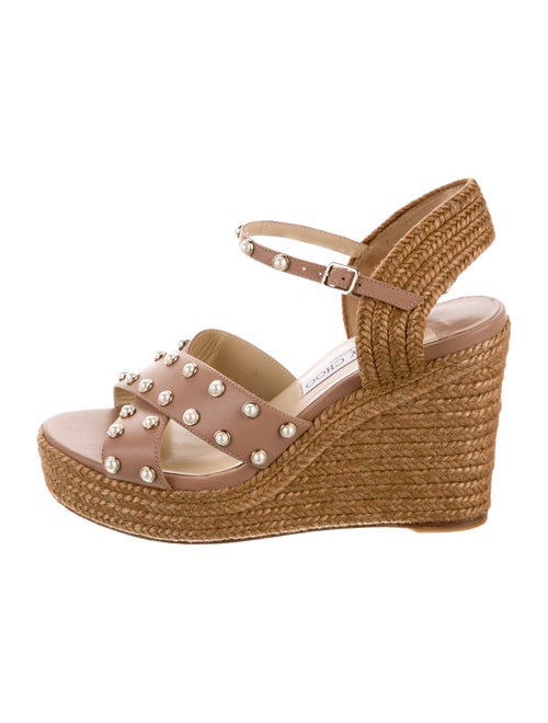 Jimmy Choo Leather Beaded Accents Espadrilles