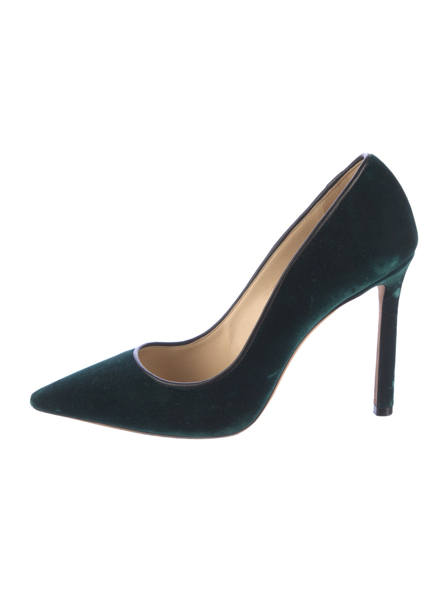 Jimmy Choo Velvet Leather Trim Embellishment Pumps Green Pumps, Shoes