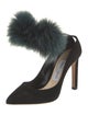 Jimmy Choo Suede Pom-Pom Embellishments Slingback Pumps