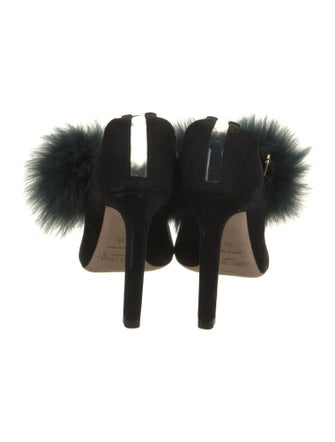 Jimmy Choo Suede Pom-Pom Embellishments Slingback Pumps