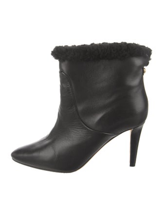 Jimmy Choo Leather Fur Trim Boots