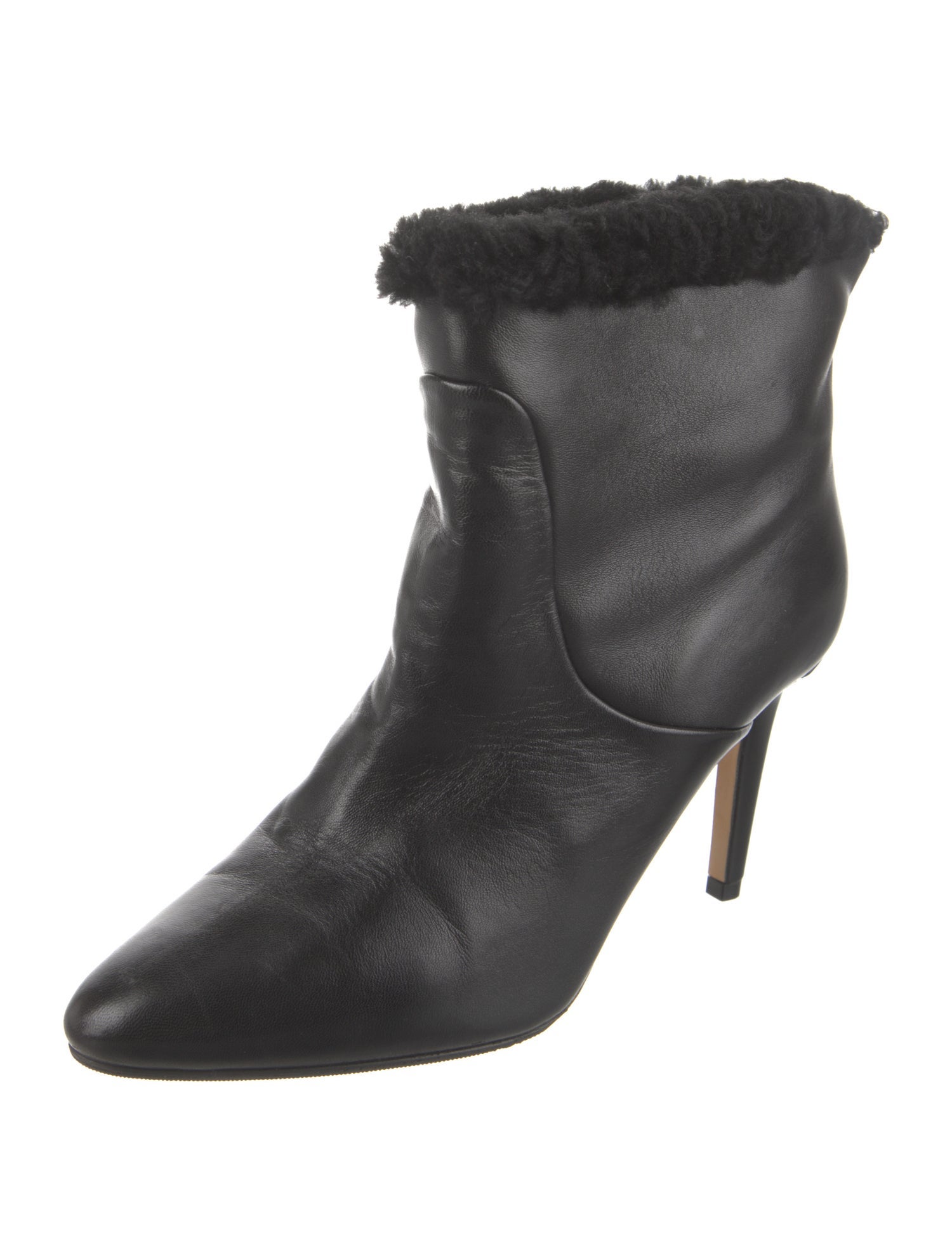 Jimmy Choo Leather Fur Trim Boots