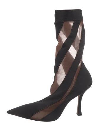 Jimmy Choo Lace Pattern Mesh Accents Sock Boots