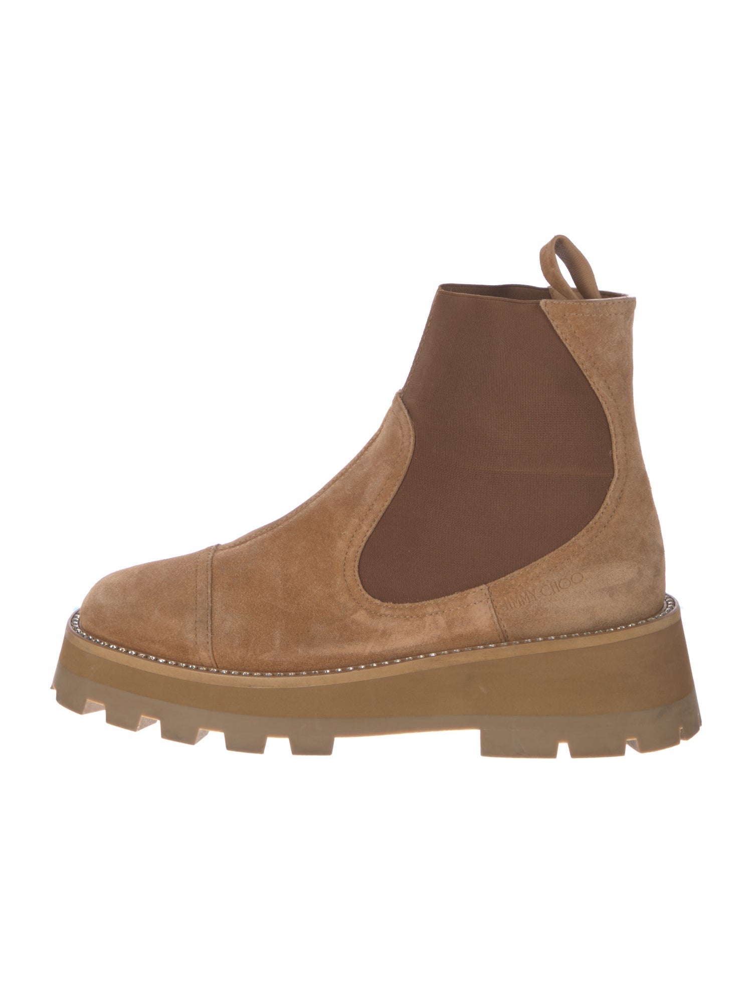 Jimmy Choo Suede Crystal Embellishments Chelsea Boots