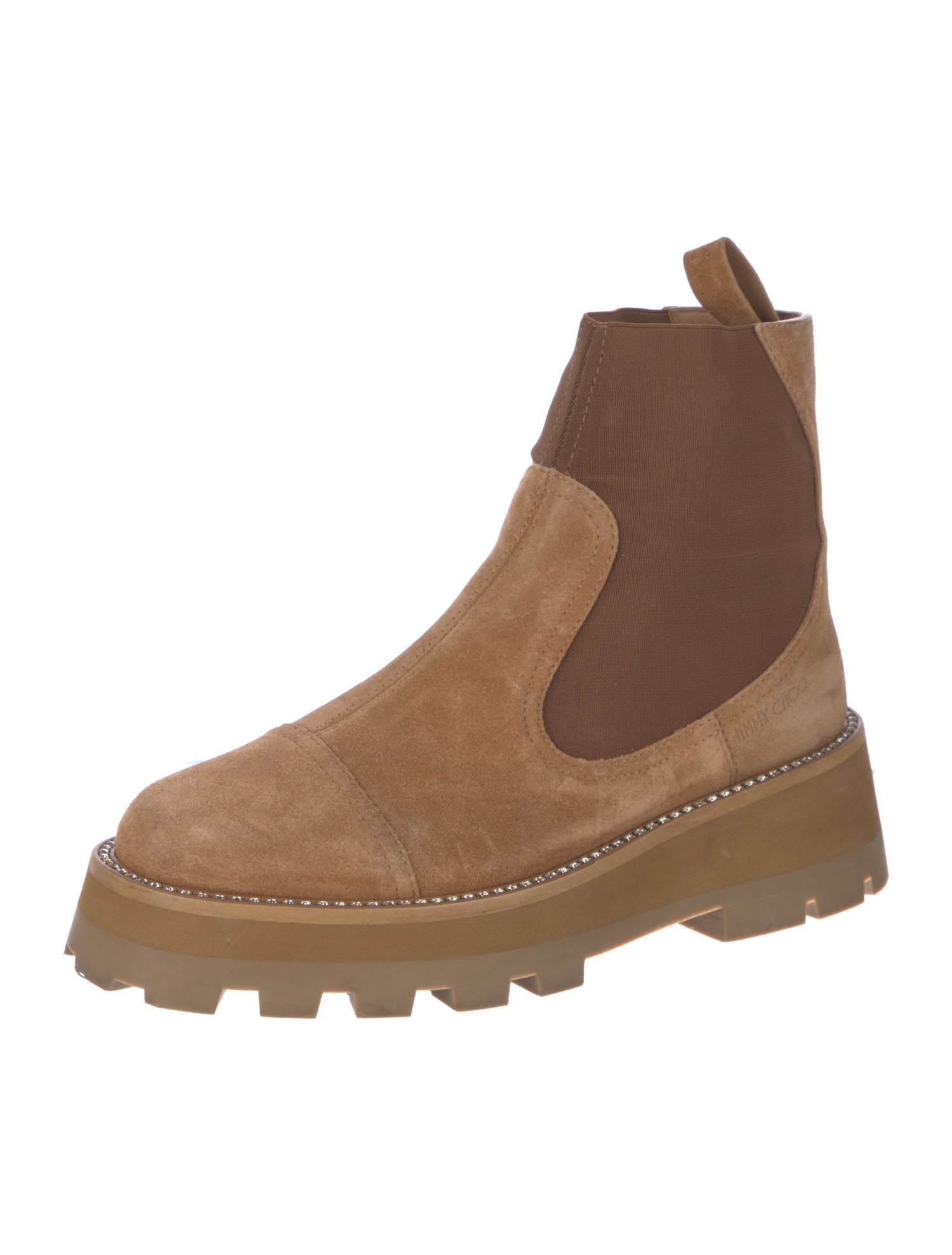 Jimmy Choo Suede Crystal Embellishments Chelsea Boots