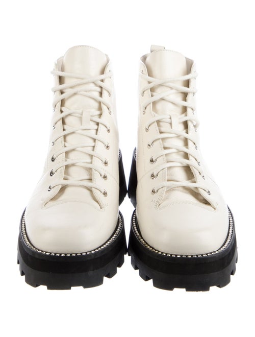 Jimmy Choo Leather Crystal Embellishments Combat Boots