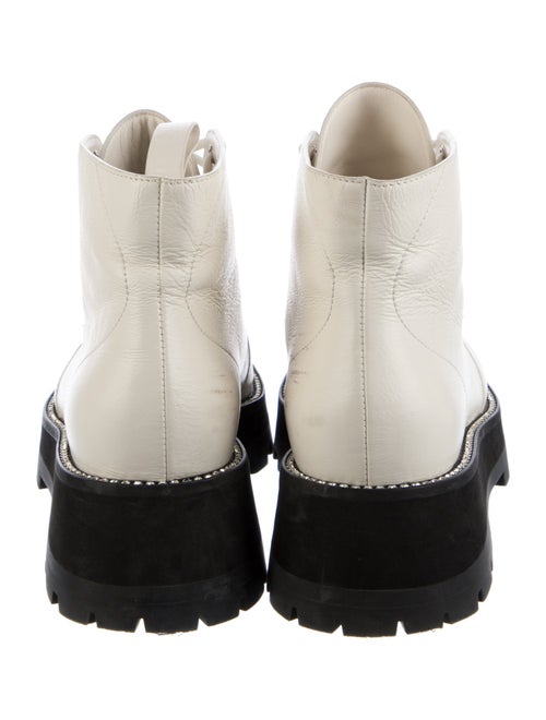 Jimmy Choo Leather Crystal Embellishments Combat Boots