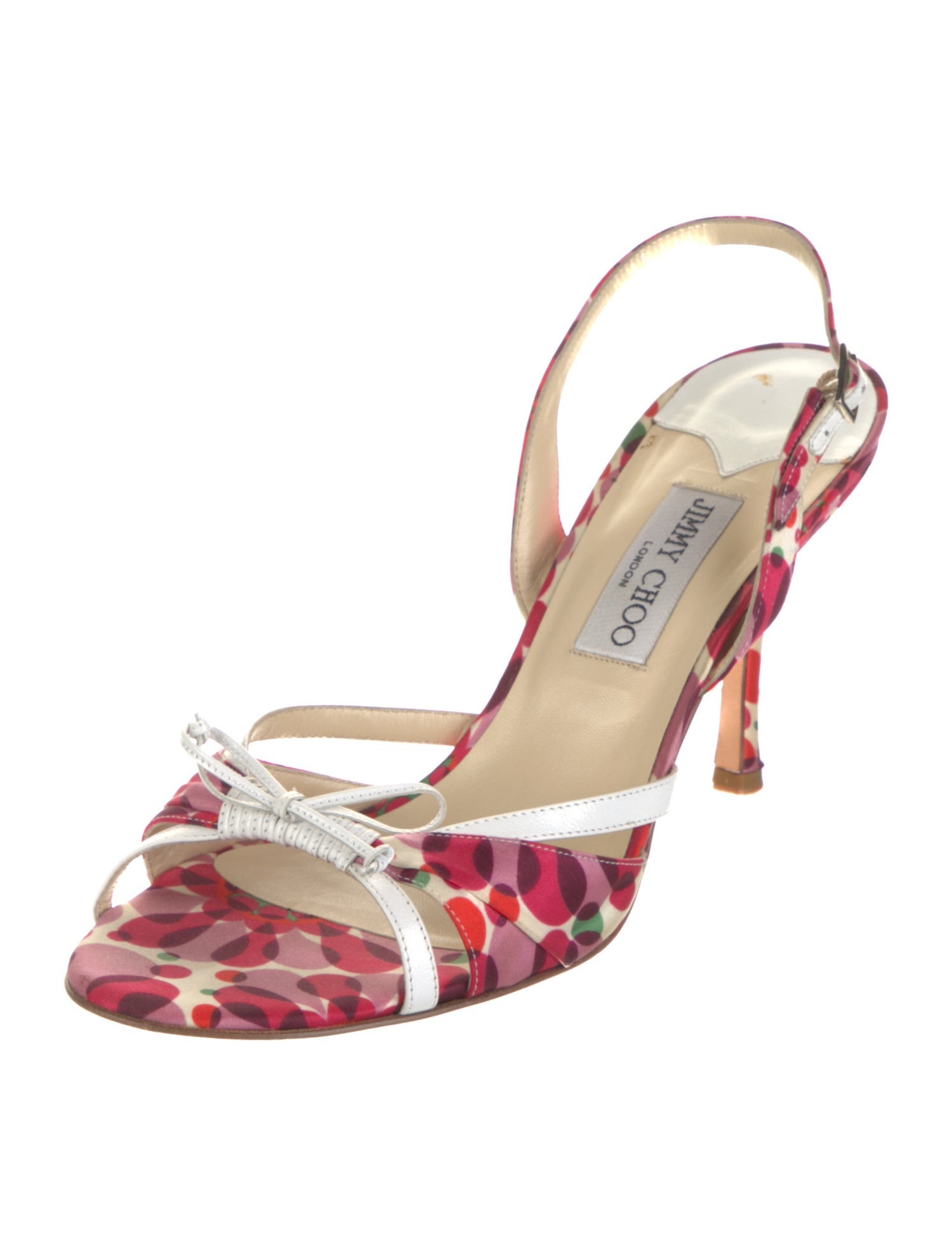 Jimmy Choo Satin Printed Slingback Sandals